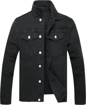 LZLER Mens Denim Jacket Stretchy Slim Fit Long Sleeve Jean Jacket for Men