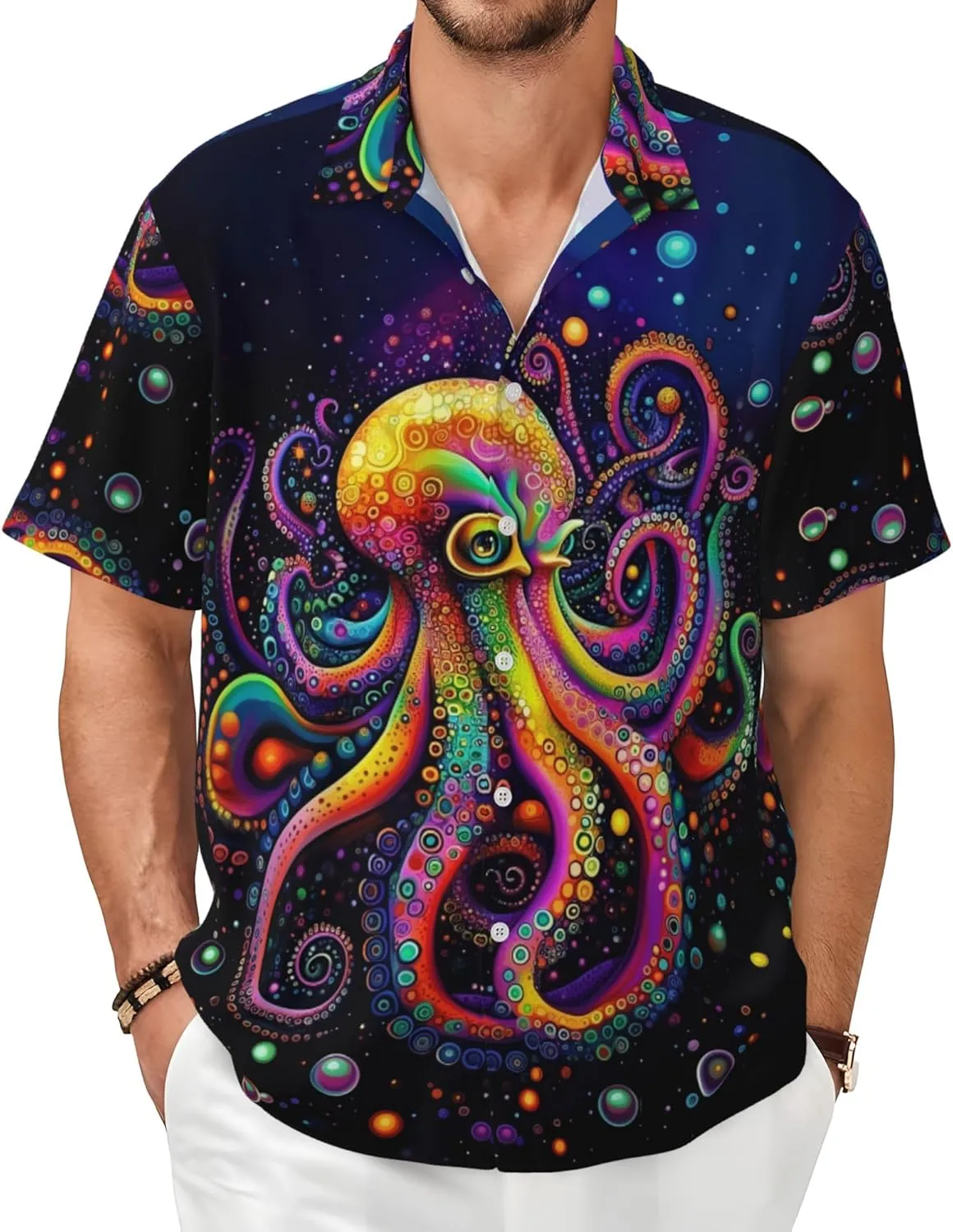 Mens Short Sleeve Button Up Shirts, Casual Party Shirts Stylish Beach Shirt Gifts for Men