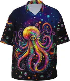 Mens Short Sleeve Button Up Shirts, Casual Party Shirts Stylish Beach Shirt Gifts for Men