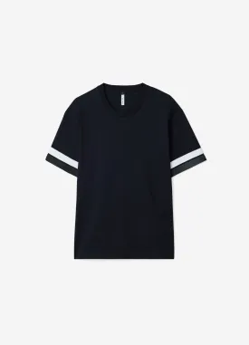 Relaxed Fit Stripe Cuff T-shirt Black