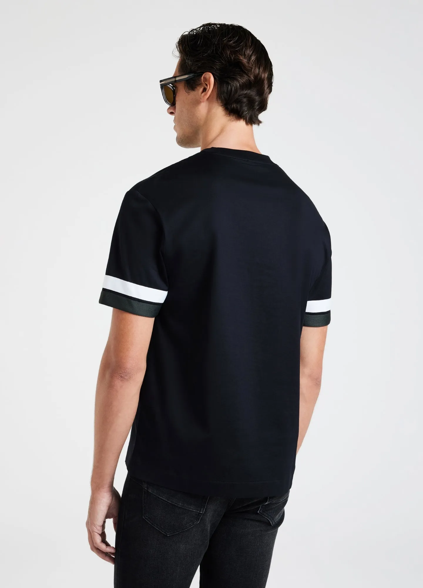 Relaxed Fit Stripe Cuff T-shirt Black