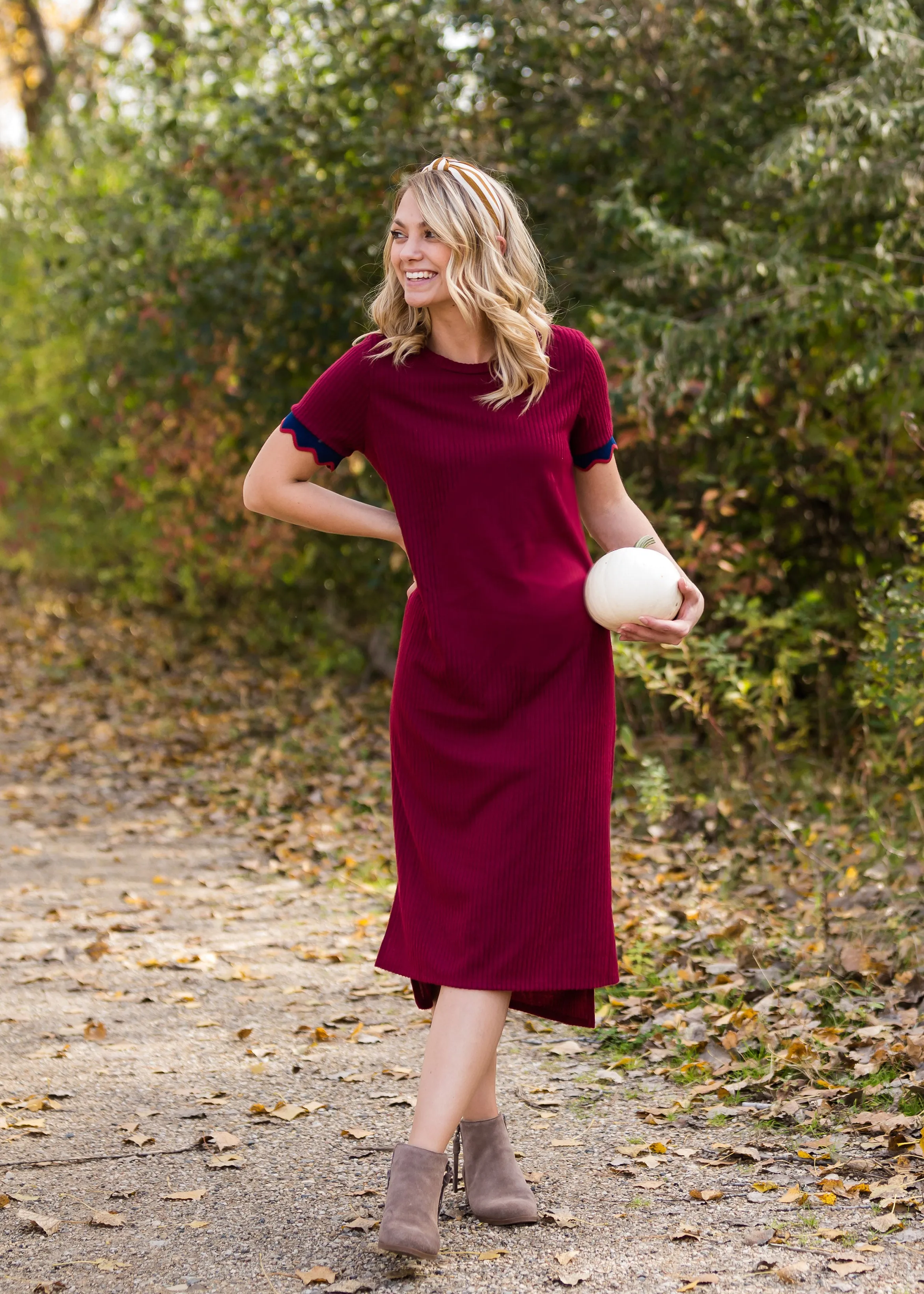 Ribbed Knit Stretch Midi Dress - FINAL SALE