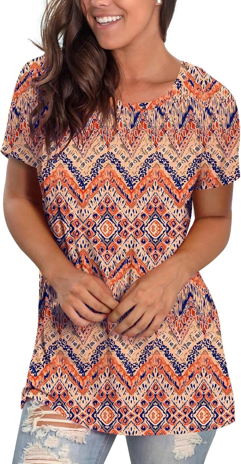 Saloogoe Womens Loose Fit Tshirts Short Sleeve Summer Tops Casual Workout Yoga Tunic T Shirts Tops