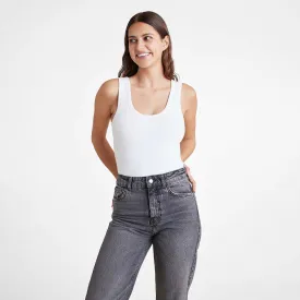 Seamless Scoop Tank Bodysuit | White