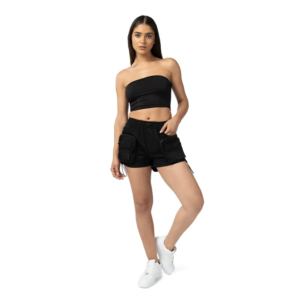 Shirring Utility Shorts - Black