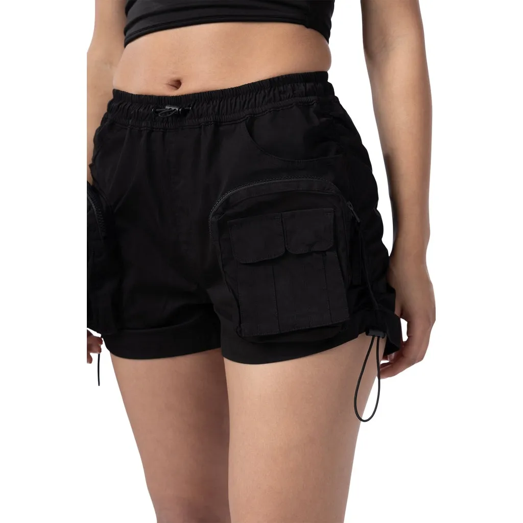 Shirring Utility Shorts - Black