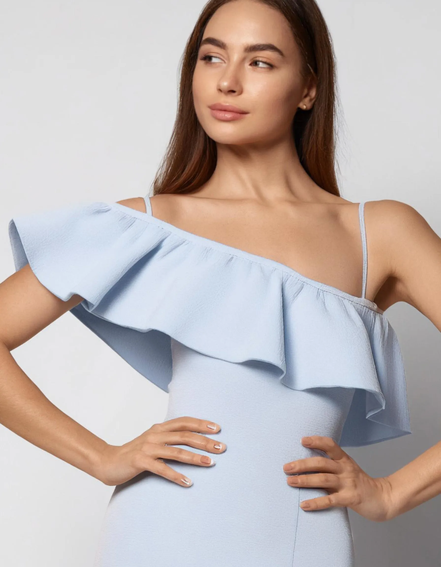 Sky Blue Ruffle Mini Dress