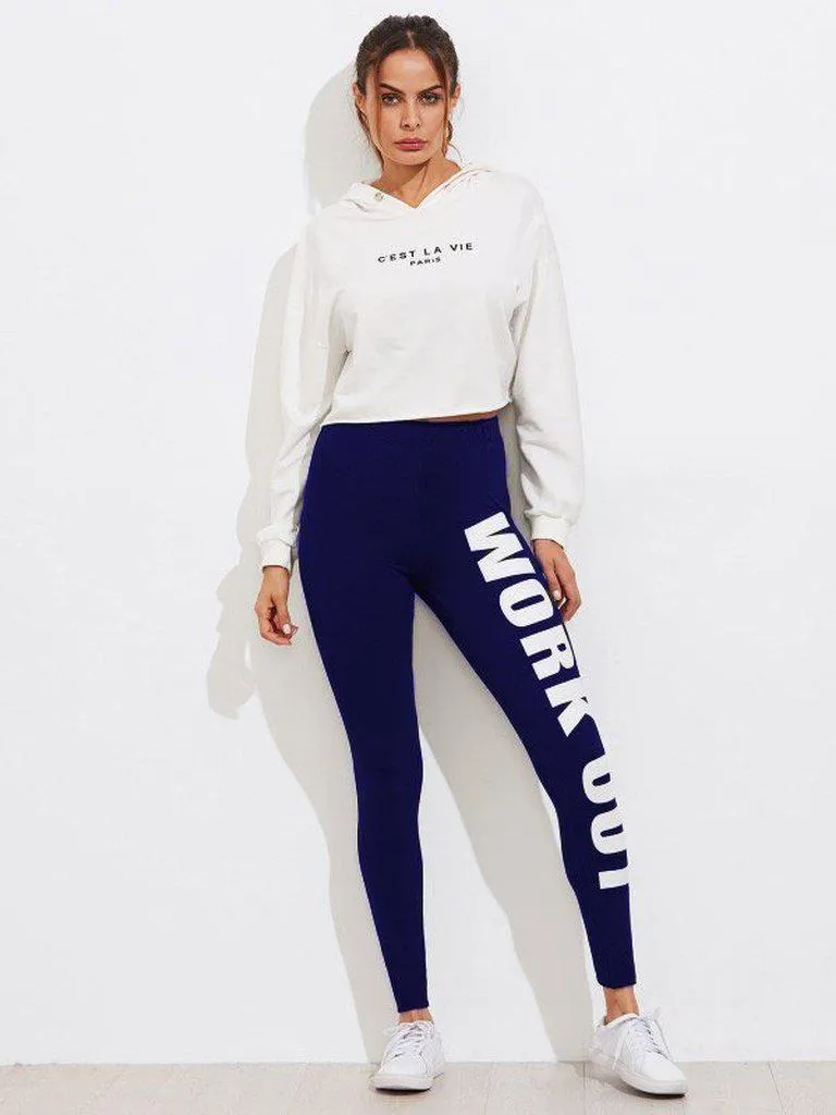 Slogan Print Leggings