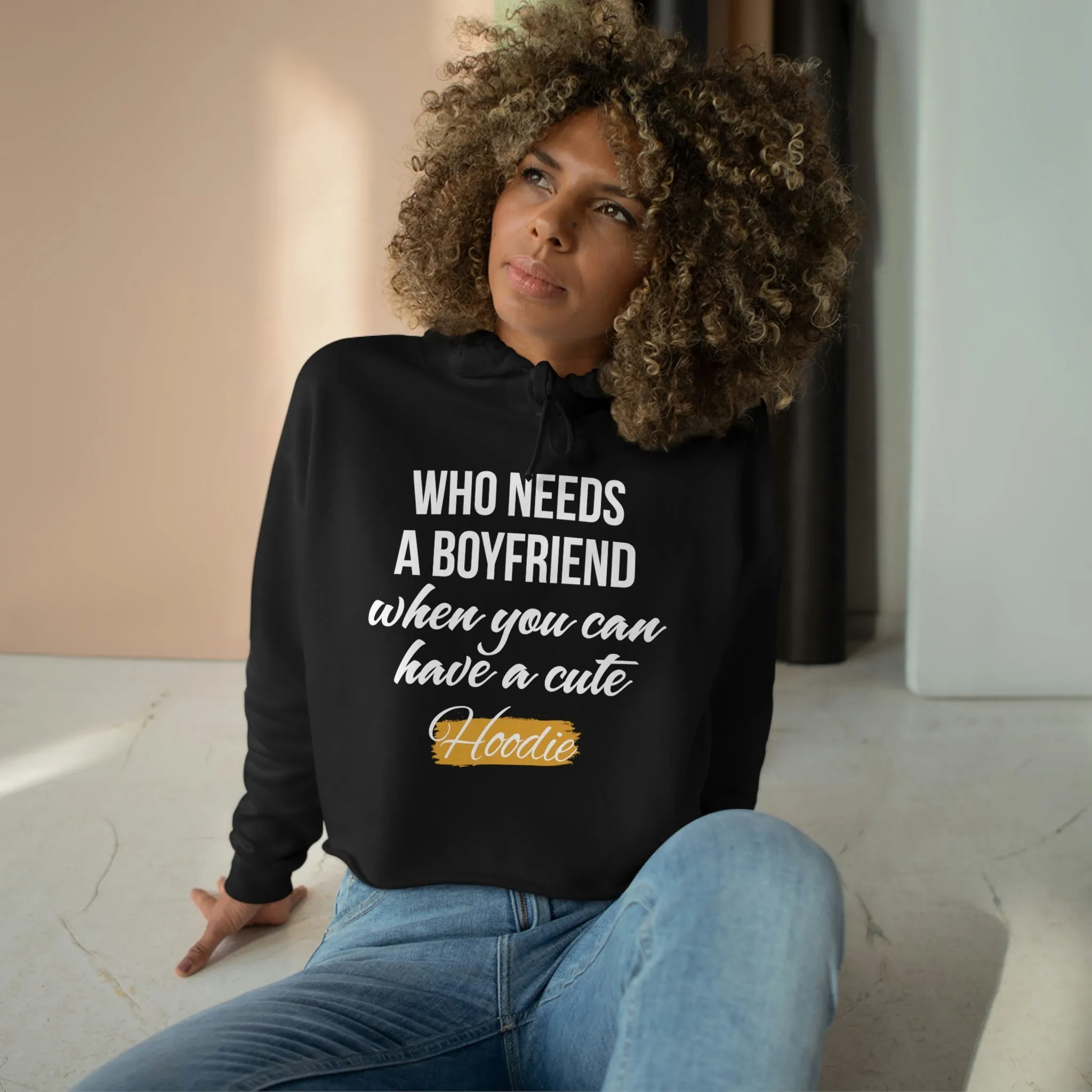 Soft Three-End fleece Comfy Crop Hoodie