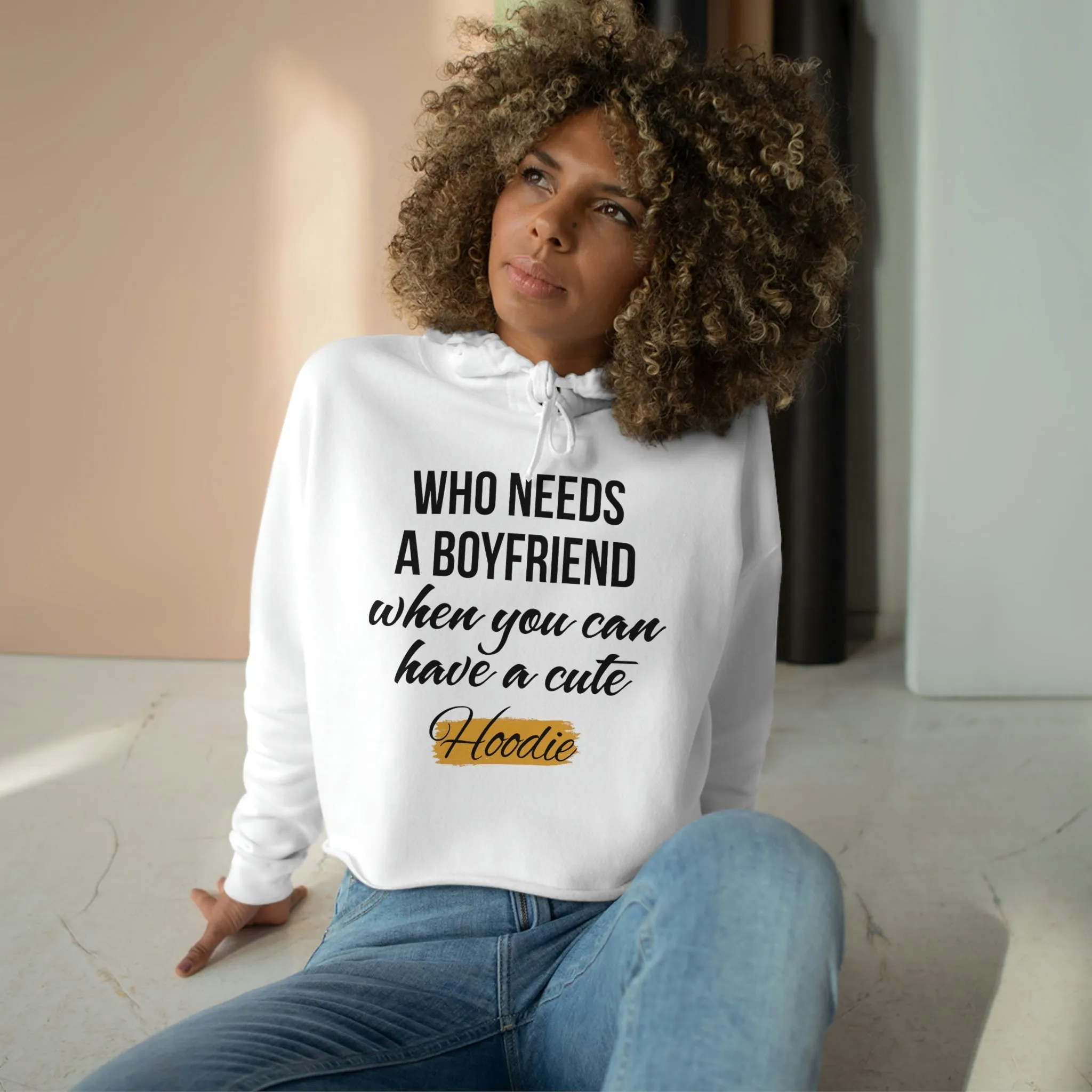 Soft Three-End fleece Comfy Crop Hoodie