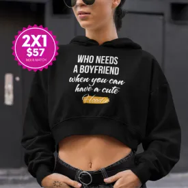 Soft Three-End fleece Comfy Crop Hoodie