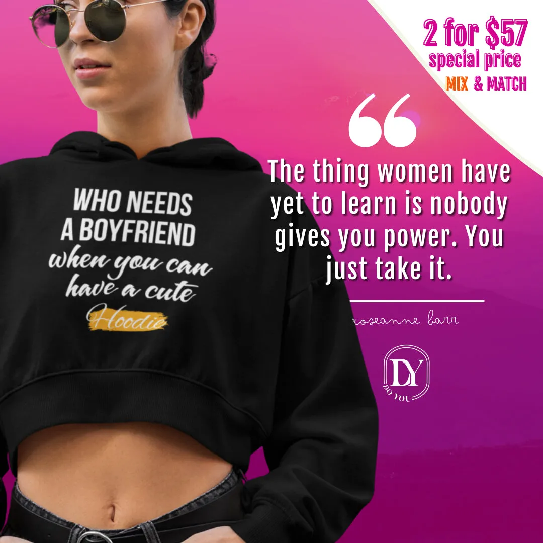 Soft Three-End fleece Comfy Crop Hoodie