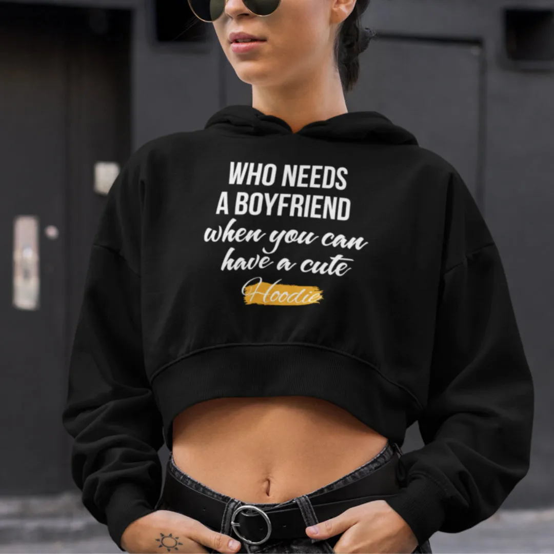 Soft Three-End fleece Comfy Crop Hoodie