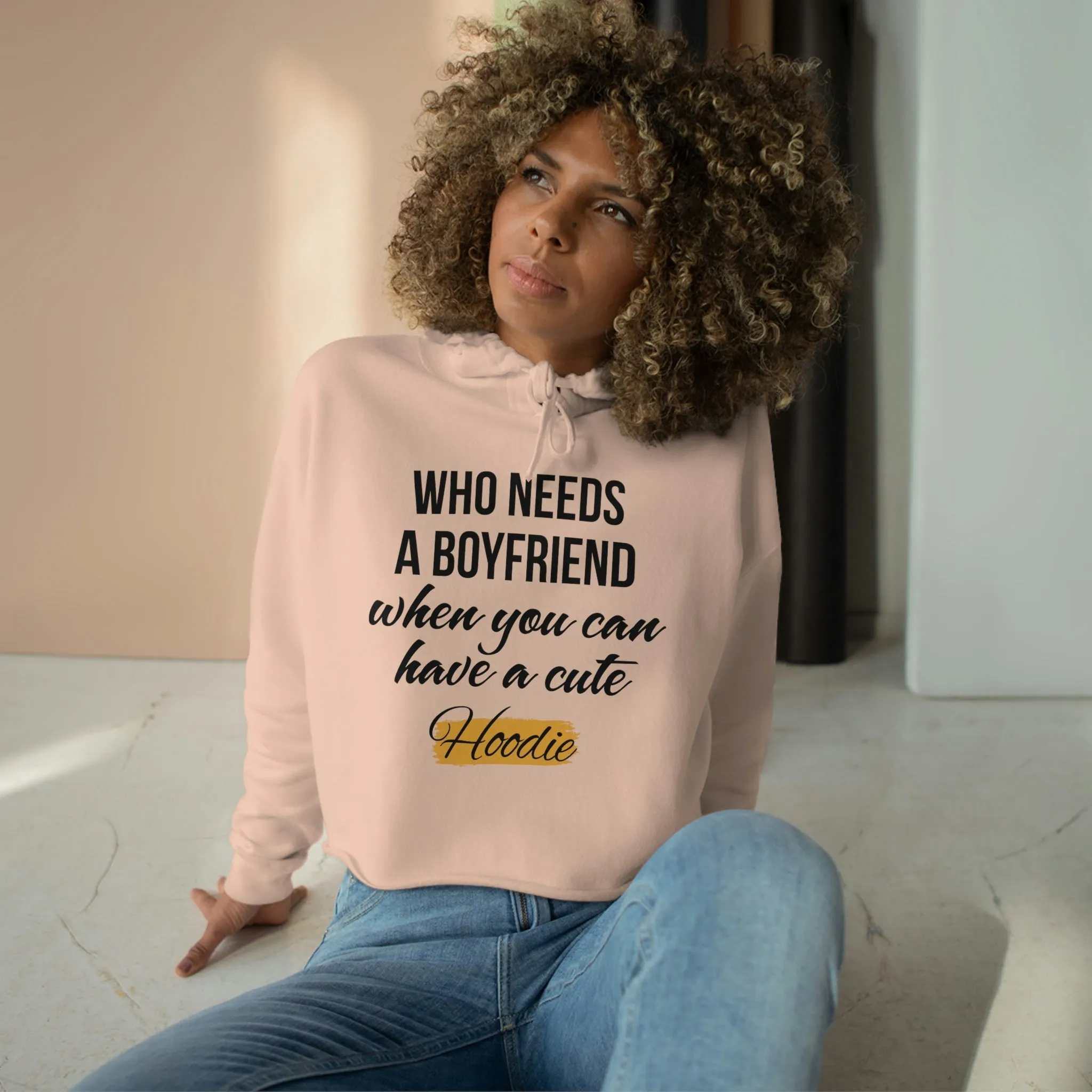 Soft Three-End fleece Comfy Crop Hoodie