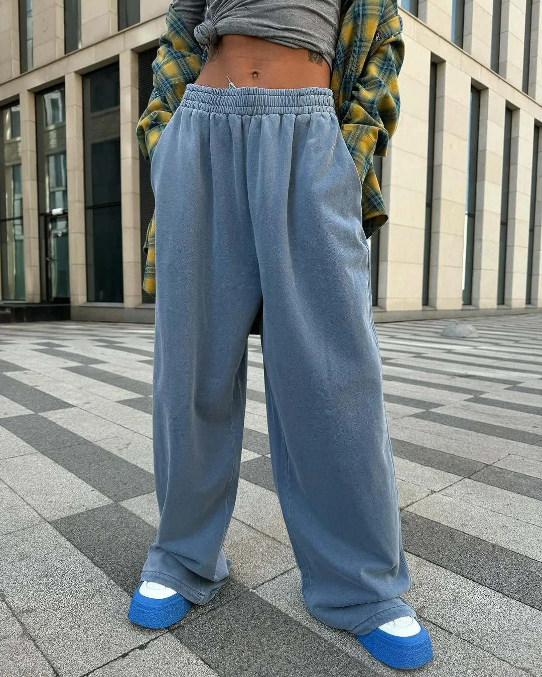Solid Color Simple High Waist Long Sports Sweatpants
