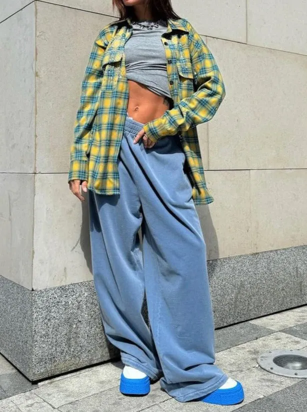 Solid Color Simple High Waist Long Sports Sweatpants
