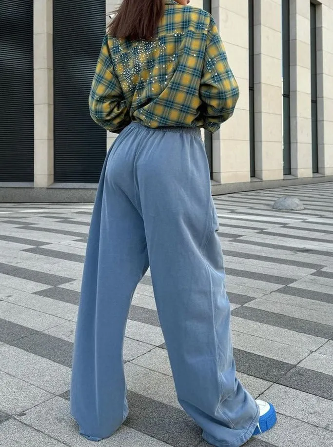 Solid Color Simple High Waist Long Sports Sweatpants