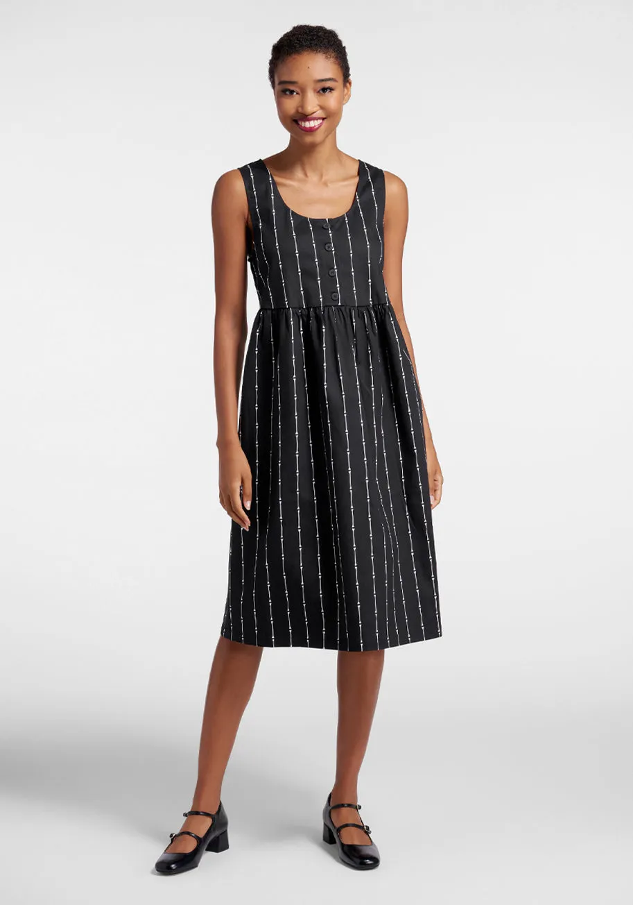 Striped to the Bone Midi Dress