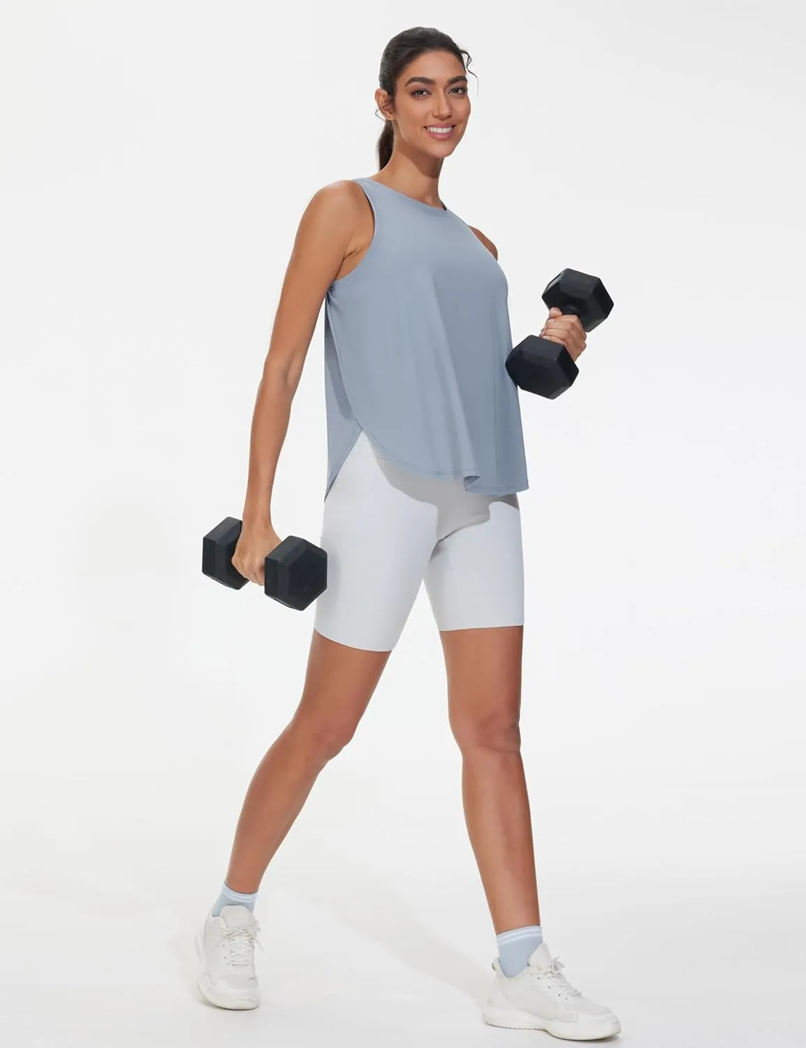THE GYM PEOPLE Womens Racerback Workout Tank Tops Split Side Loose Fit Sleeveless Yoga Running Shirts with Curved Hem