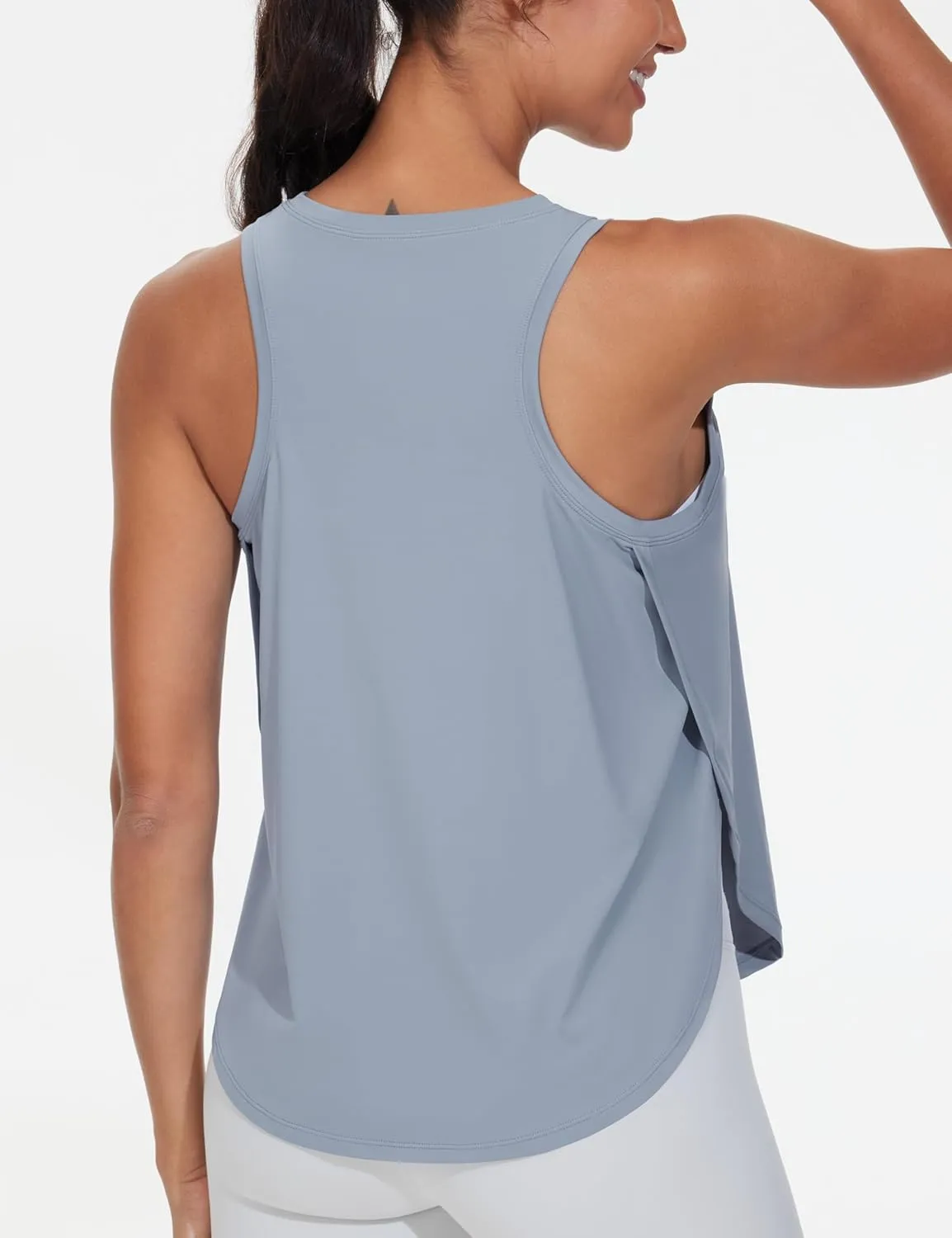 THE GYM PEOPLE Womens Racerback Workout Tank Tops Split Side Loose Fit Sleeveless Yoga Running Shirts with Curved Hem