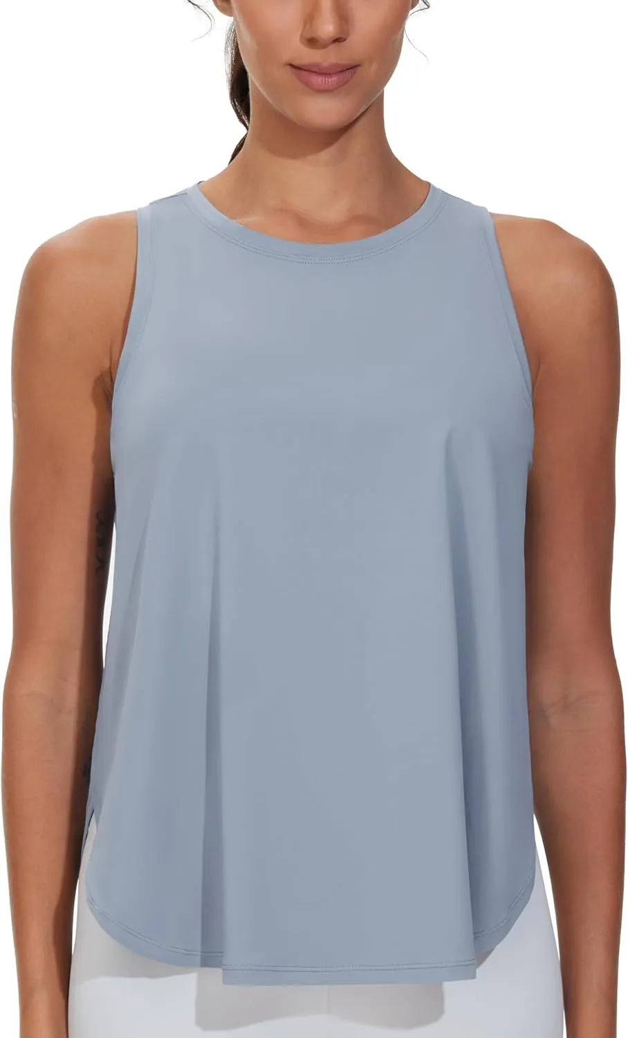 THE GYM PEOPLE Womens Racerback Workout Tank Tops Split Side Loose Fit Sleeveless Yoga Running Shirts with Curved Hem