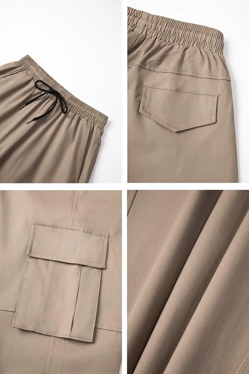 THWEI Cargo Pants for Men Casual Cotton Drawstring Lightweight Relaxed Fit Work Pants Multi Pockets