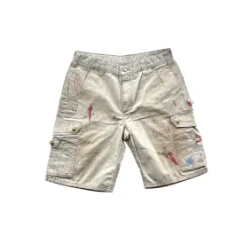 Vintage Carhartt Distressed Tan Paint Splatter Utility Cargo Shorts