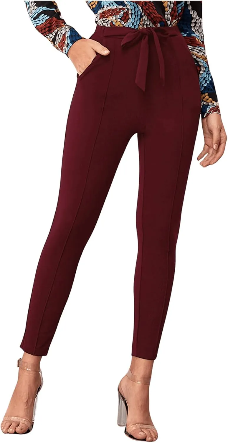 WDIRARA Women's Stretchy Plaid Print Pants Soft Skinny Regular Fashion Leggings