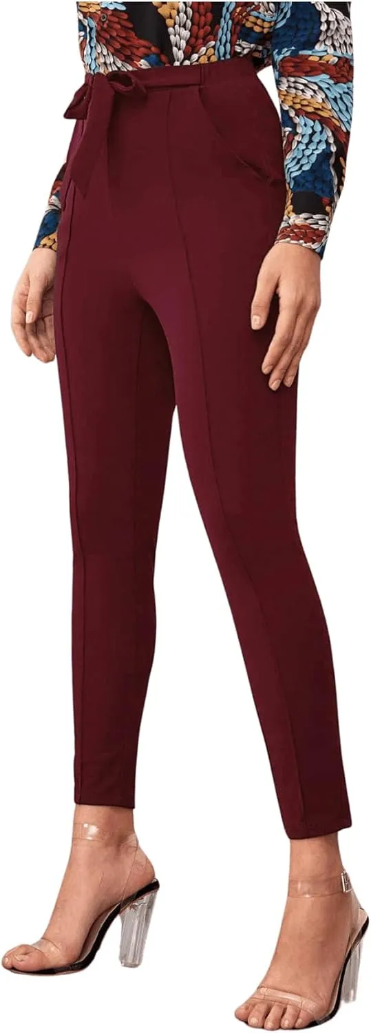 WDIRARA Women's Stretchy Plaid Print Pants Soft Skinny Regular Fashion Leggings