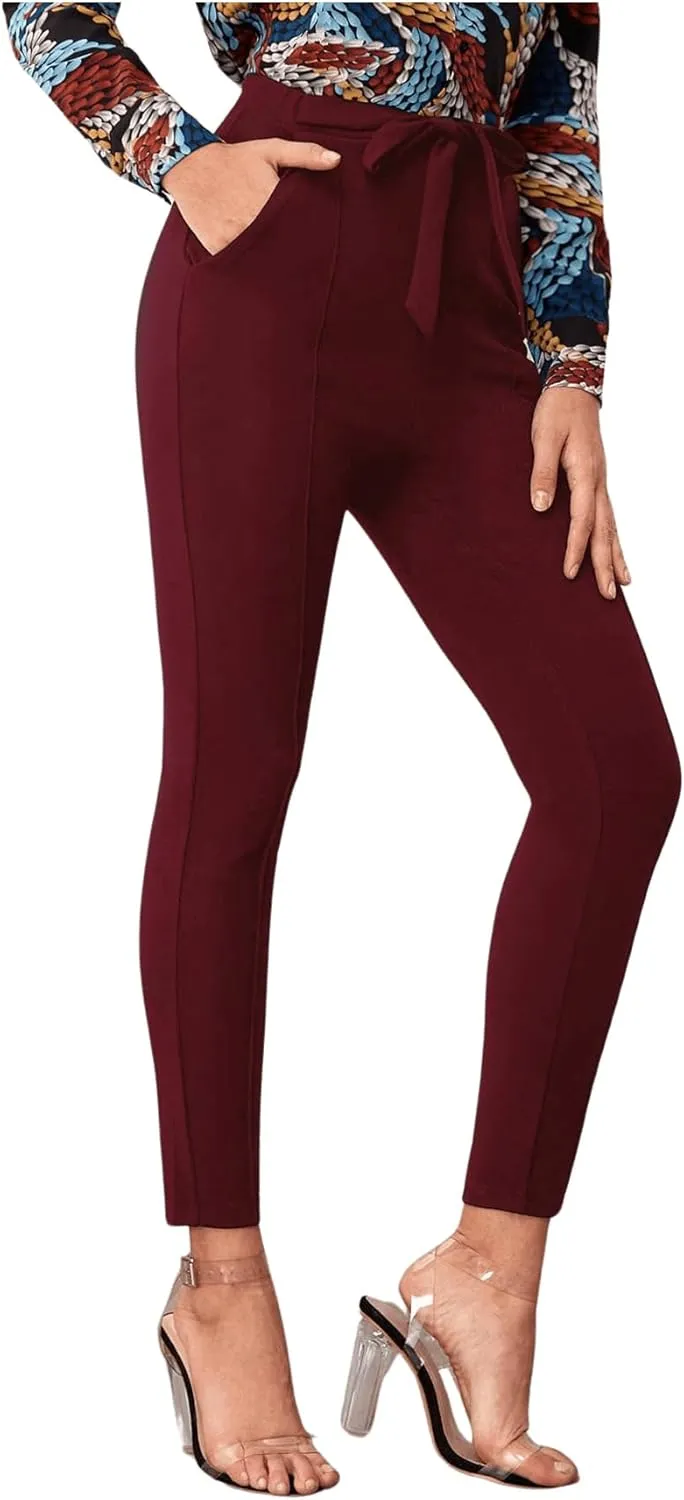 WDIRARA Women's Stretchy Plaid Print Pants Soft Skinny Regular Fashion Leggings