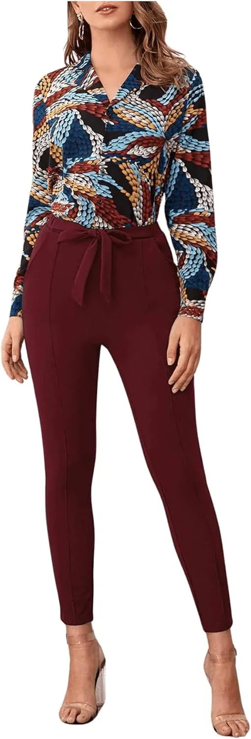 WDIRARA Women's Stretchy Plaid Print Pants Soft Skinny Regular Fashion Leggings