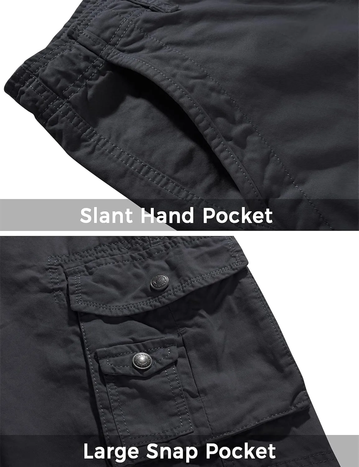 WenVen Men's Cotton Twill Cargo Shorts Classic Relaxed Fit- Reg and Big & Tall Sizes
