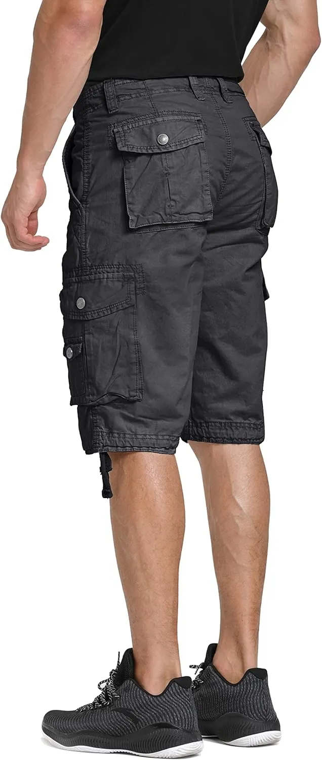 WenVen Men's Cotton Twill Cargo Shorts Classic Relaxed Fit- Reg and Big & Tall Sizes