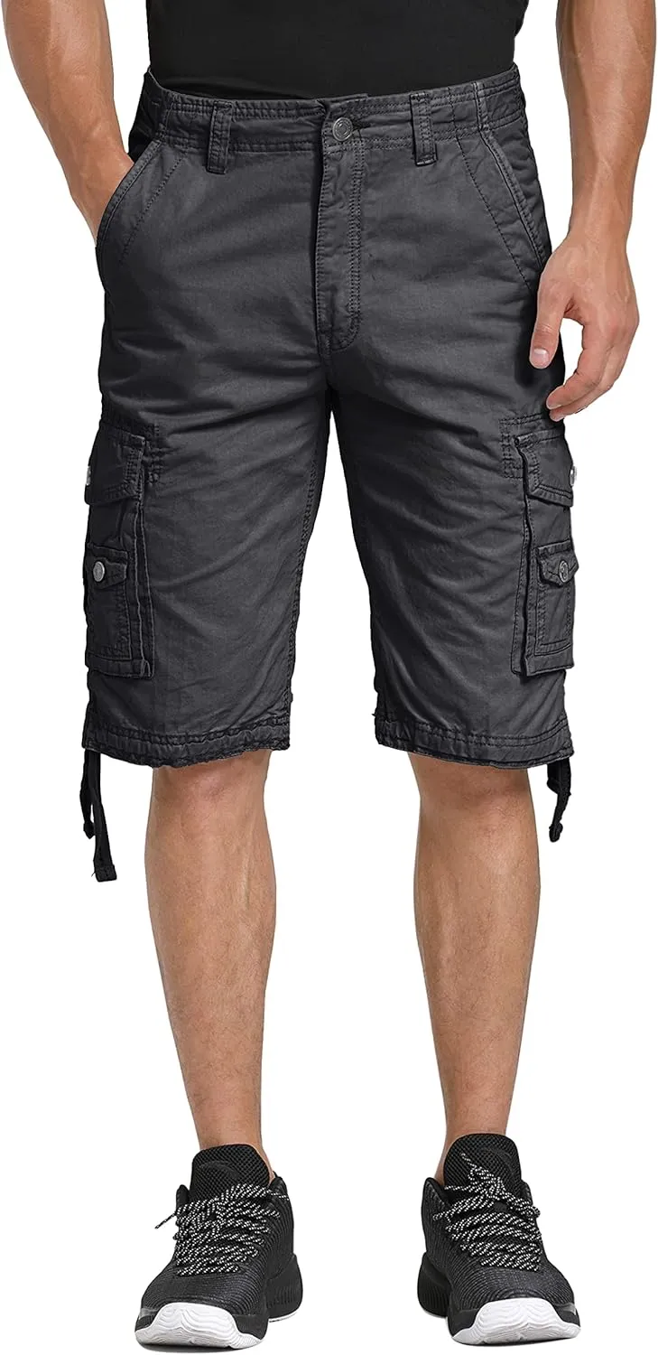 WenVen Men's Cotton Twill Cargo Shorts Classic Relaxed Fit- Reg and Big & Tall Sizes