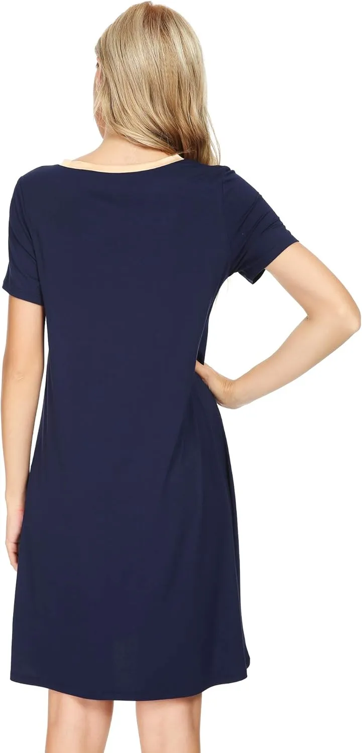 WiWi Loose Comfy Nightgowns for Women Soft Short Sleeve Night Shirt Lightweight Plus Size Sleepwear S-4X