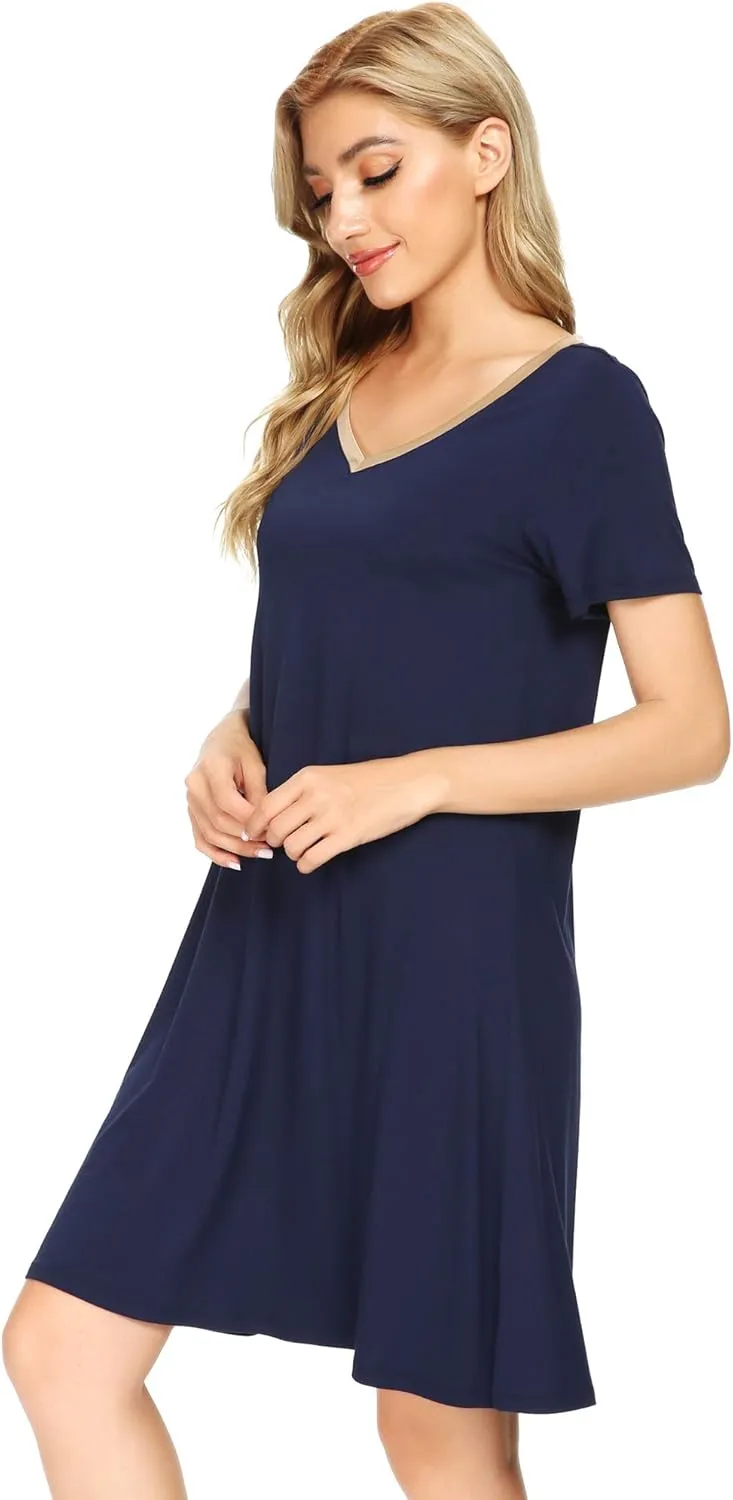 WiWi Loose Comfy Nightgowns for Women Soft Short Sleeve Night Shirt Lightweight Plus Size Sleepwear S-4X