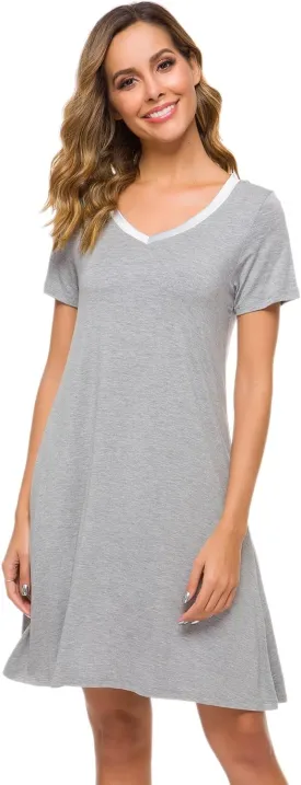 WiWi Loose Comfy Nightgowns for Women Soft Short Sleeve Night Shirt Lightweight Plus Size Sleepwear S-4X