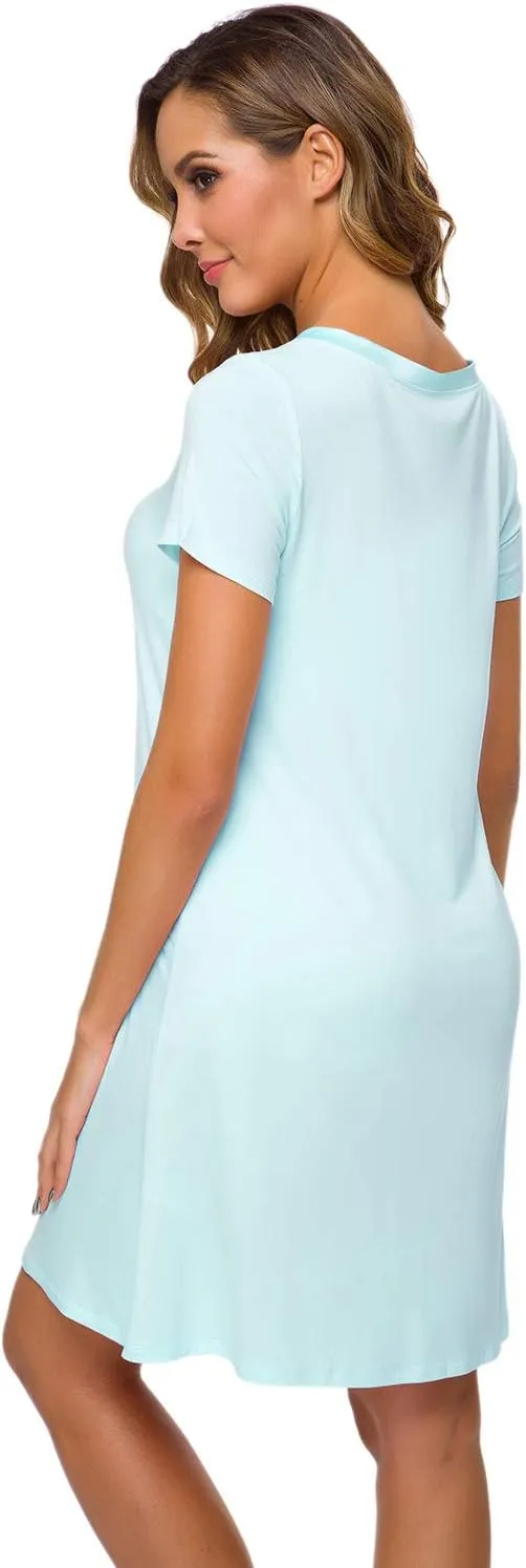 WiWi Loose Comfy Nightgowns for Women Soft Short Sleeve Night Shirt Lightweight Plus Size Sleepwear S-4X