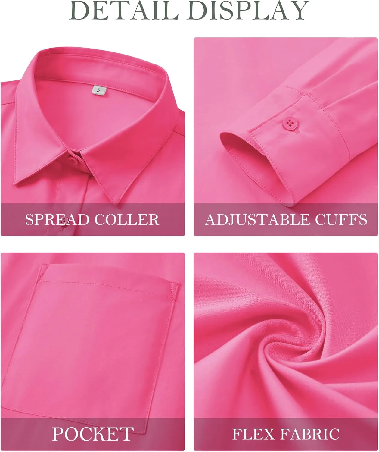 Womens Button Down Shirts Oversized Long Sleeve Shirt Loose Fit Casual Blouse Work Office Top with Pockets