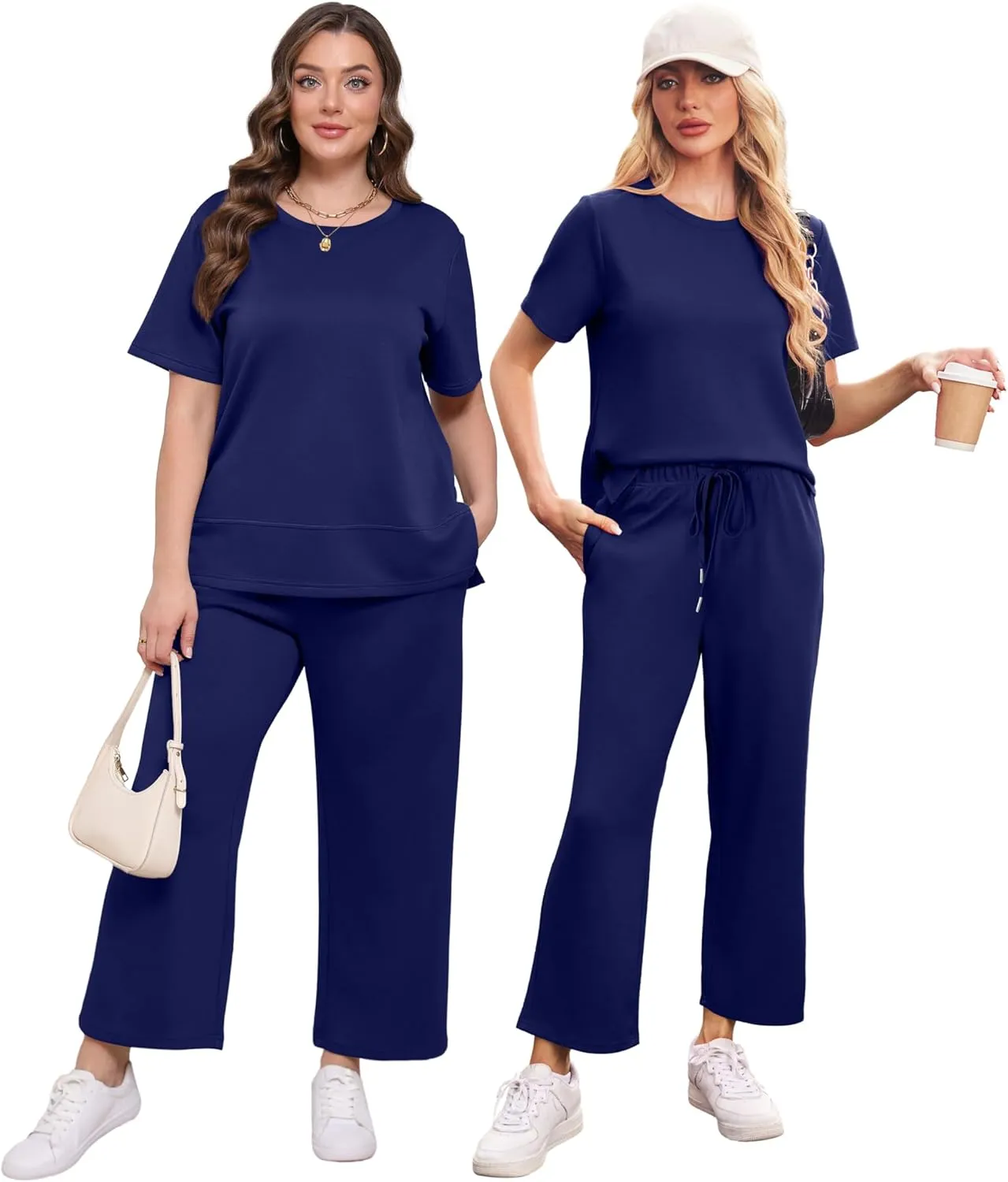 XIEERDUO Women's 2 Piece Lounge Set Fashion Travel Outfits Vacation Tracksuit Comfy Wide Leg Airport Loungewear S-3XL