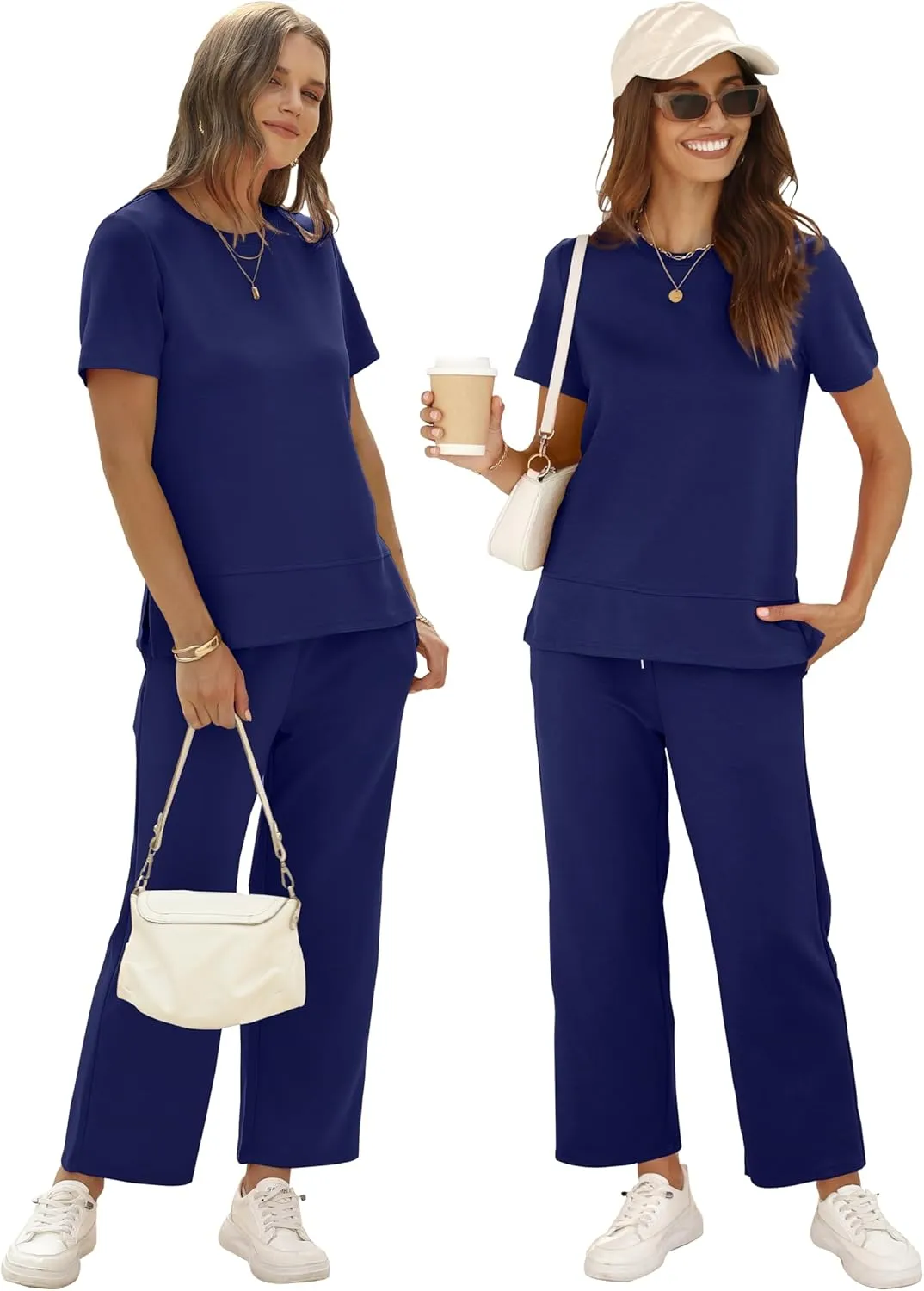 XIEERDUO Women's 2 Piece Lounge Set Fashion Travel Outfits Vacation Tracksuit Comfy Wide Leg Airport Loungewear S-3XL