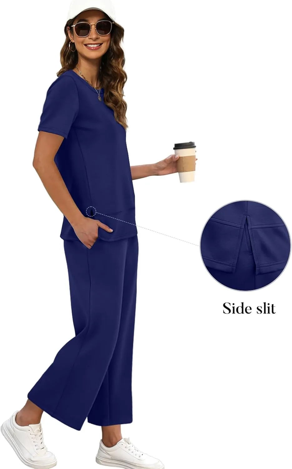 XIEERDUO Women's 2 Piece Lounge Set Fashion Travel Outfits Vacation Tracksuit Comfy Wide Leg Airport Loungewear S-3XL