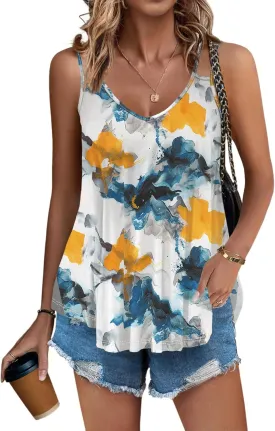 Zeagoo Women Flowy Tank Tops Casual Summer Tops Sexy Tank Tops Spaghetti Strap V Neck Sleeveless Tunic Camisoles Dusty Pink